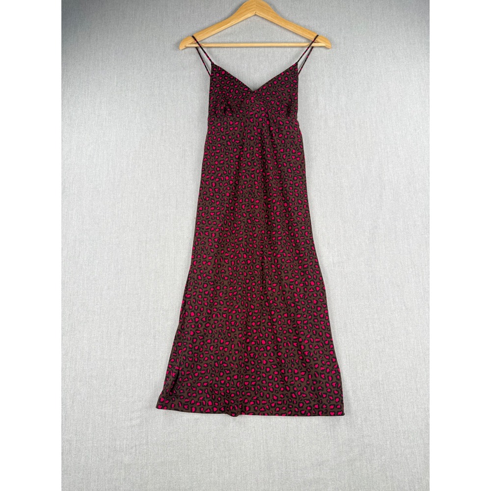 Banana Republic Pink Brown Leopard Print Tie Back Midi Dress 585937-00-1 XS